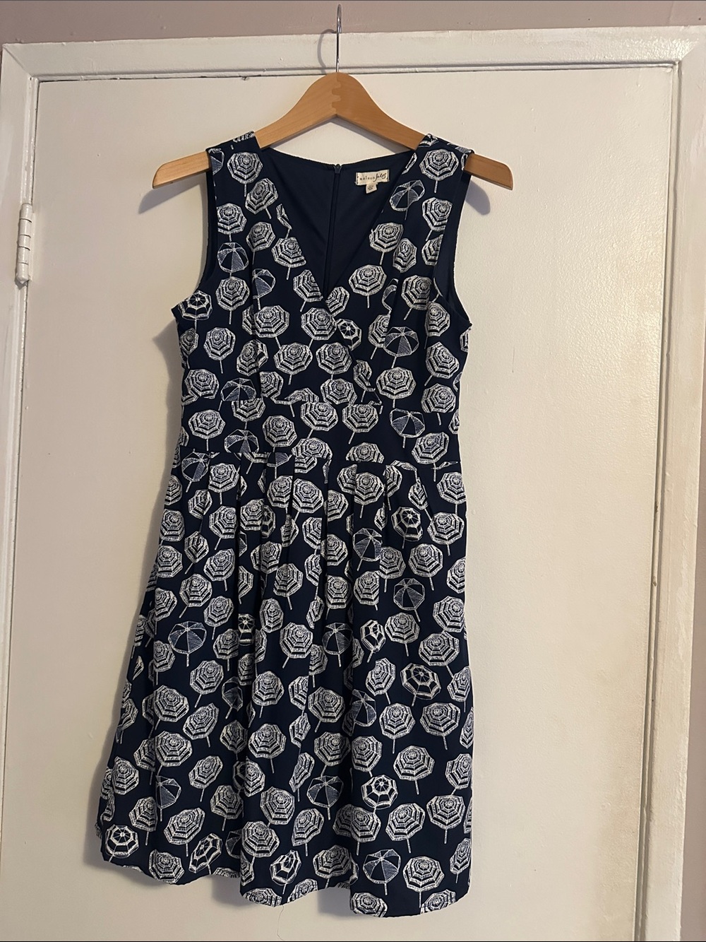 Maison Jules Navy Sleeveless V-Neck Floral Fit-and-Flare Midi Dress